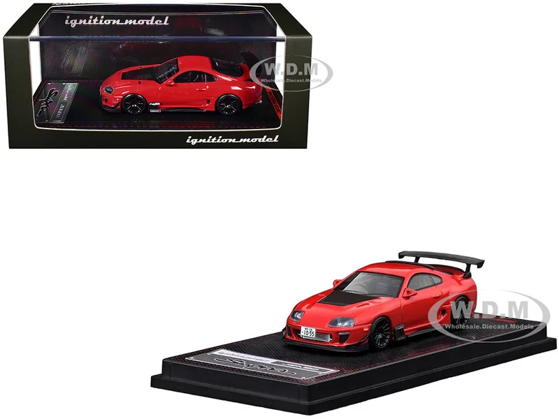 Toyota Supra (JZA80) RZ RHD (Right Hand Drive) Red with Carbon Hood 1/64 Diecast Model Car by Ignition Model - Toyota Models
