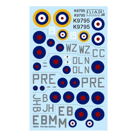 ILIAD Design 48003 Decals for 1/48 Pre-war Supermarine Spitfire
