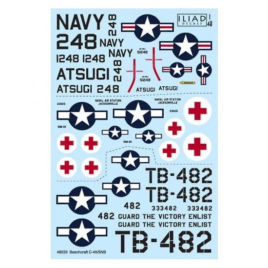 ILIAD Design 48033 Decals for 1/48 Beechcraft 18s - Model Planes
