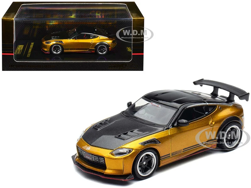 Nissan Fairlady Z Top Secret (RZ34) RHD (Right Hand Drive) Gold Metallic with Carbon Hood and Black Top 1/64 Diecast Model Car by Inno Models - Nissan Models