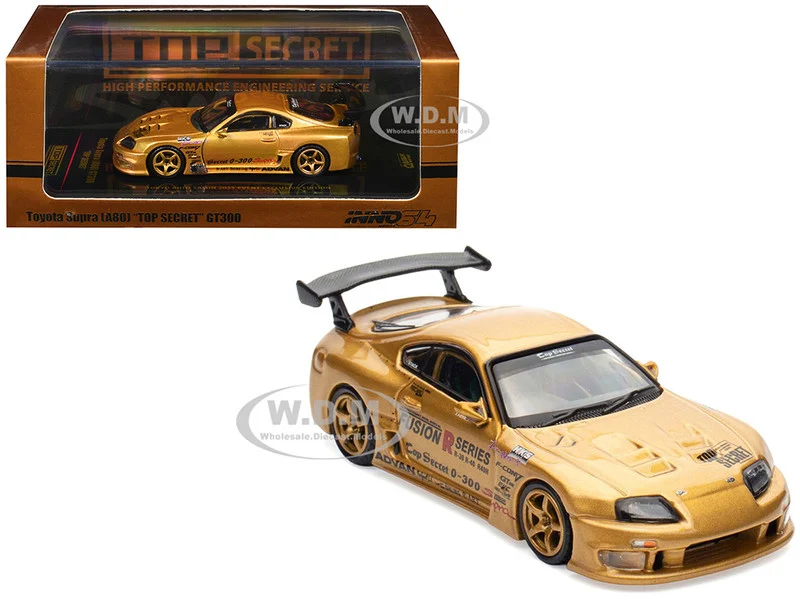 Toyota Supra (A80) "Top Secret" GT300 RHD (Right Hand Drive) Gold Metallic "Tokyo Auto Salon 2025 Event Exclusive" 1/64 Diecast Model Car by Inno Models - Toyota Models