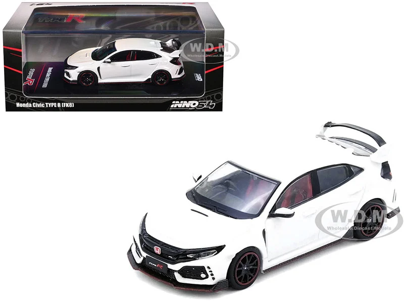 Honda Civic Type R (FK8) RHD (Right Hand Drive) White 1/64 Diecast Model Car by Inno Models - Honda Models