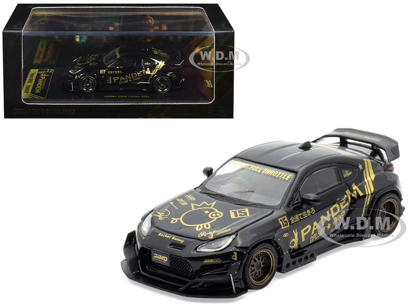 Toyota GR86 "Pandem" RHD (Right Hand Drive) Black with Gold Graphics "Hobby Expo China 2025 Event Exclusive" 1/64 Diecast Model Car by Inno Models - Toyota Models