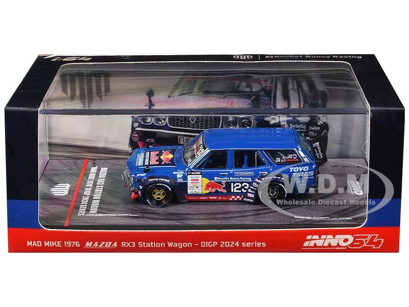 1976 Mazda RX3 Station Wagon RHD (Right Hand Drive) #12 "Mad" Mike Whiddett "D1 Grand Prix" (2024) 1/64 Diecast Model Car by Inno Models - Mazda Models