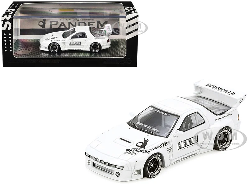 Mazda RX7 (FC3S) "Pandem Aero" Widebody Kit White with Graphics 1/64 Diecast Model Car by Inno Models - Mazda Models