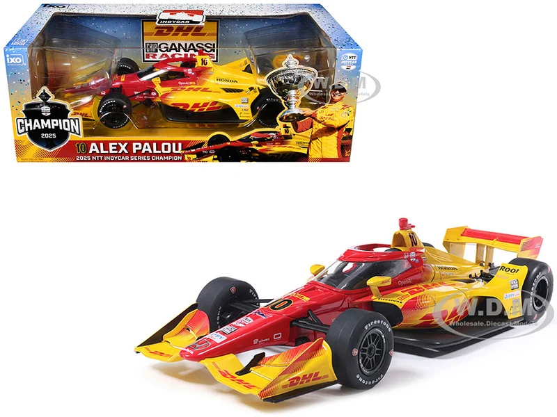 Dallara IndyCar #10 Alex Palou "DHL" Chip Ganassi Racing (Road Course Configuration) Champion "NTT IndyCar Series" (2025) 1/18 Diecast Model Car by IXO Models - Indy Car Models