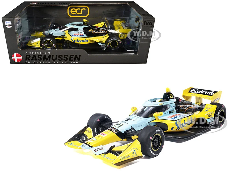 Dallara IndyCar #21 Christian Rasmussen "Splenda" Ed Carpenter Racing (Road Course Configuration) "NTT IndyCar Series" (2026) 1/18 Diecast Model Car by IXO Models - Indy Car Models