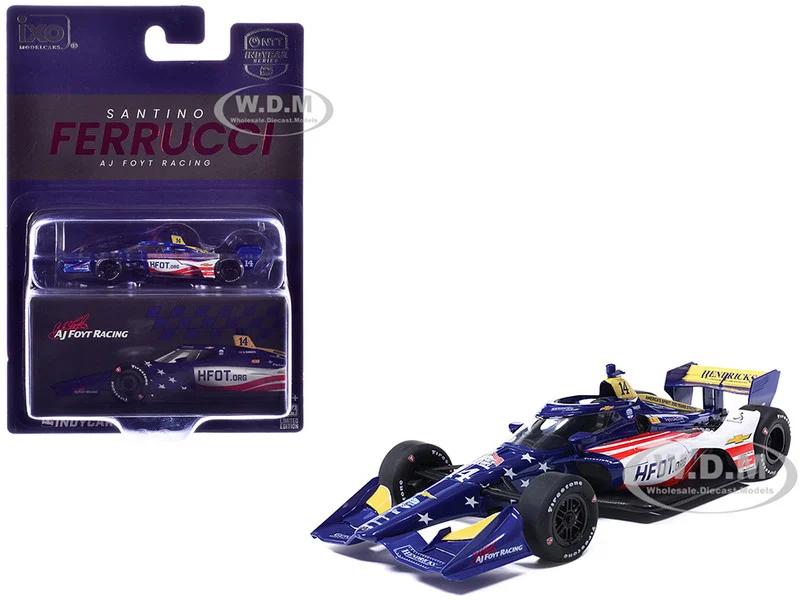 Dallara IndyCar #14 Santino Ferrucci "HFOT.Org" AJ Foyt Racing (Road Course Configuration) "NTT IndyCar Series" (2026) 1/64 Diecast Model Car by IXO Models - Indy Car Models