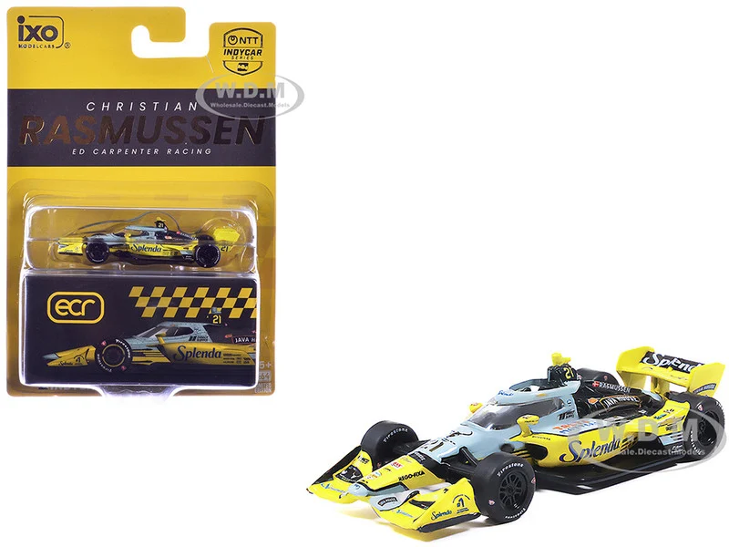 Dallara IndyCar #21 Christian Rasmussen "Splenda" Ed Carpenter Racing (Road Course Configuration) "NTT IndyCar Series" (2026) 1/64 Diecast Model Car by IXO Models - Indy Car Models