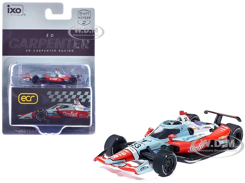 Dallara IndyCar #33 Ed Carpenter "Slim Fast" Ed Carpenter Racing (Road Course Configuration) "NTT IndyCar Series" (2026) 1/64 Diecast Model Car by IXO Models - Indy Car Models