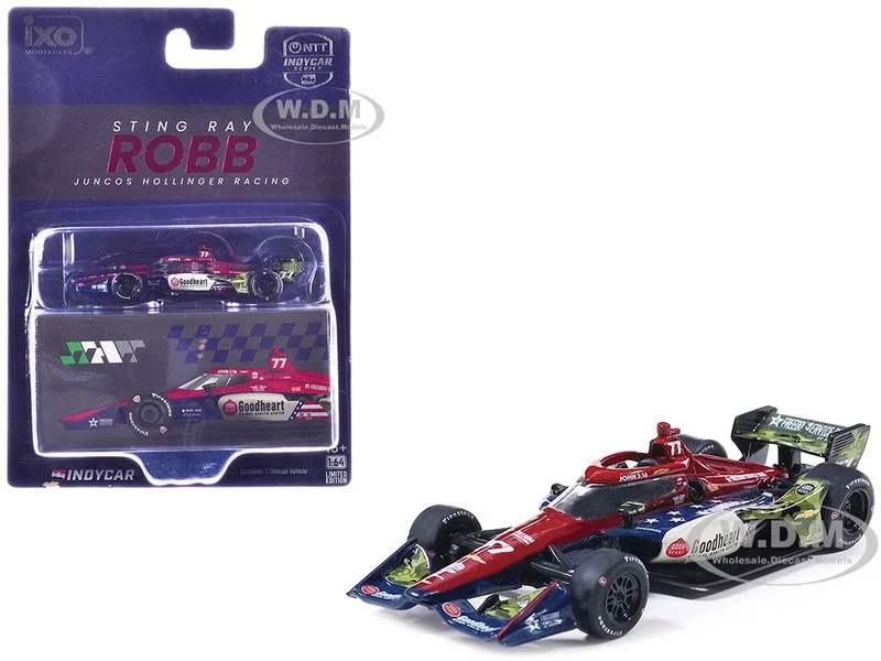 Dallara IndyCar #77 Sting Ray Robb "Goodheart Animal Health Center" Juncos Hollinger Racing (Road Course Configuration) "NTT IndyCar Series" (2026) 1/64 Diecast Model Car by IXO Models - Indy Car Models