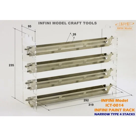 Infini Model ICT0014 Paint Rack Narrow Type #4 Stacks for Tamiya/Vallejo/MiG/AK Paints - Hobby & Model Paints