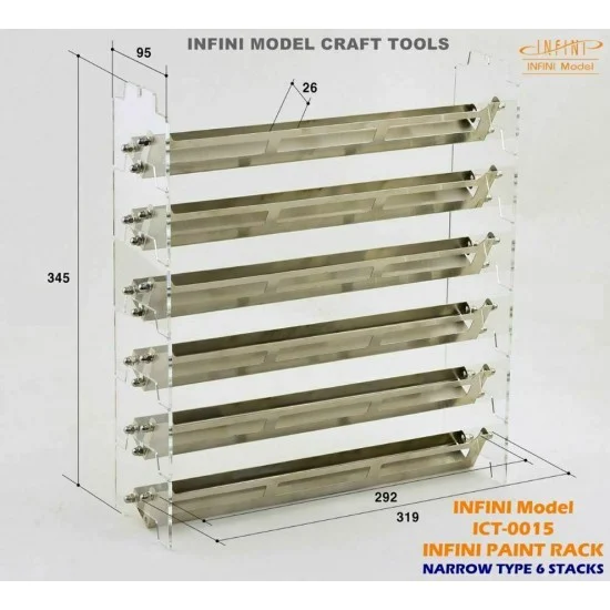 Infini Model ICT0015 Paint Rack Narrow Type #6 Stacks for Tamiya/Vallejo/MiG/AK Paints - Hobby & Model Paints