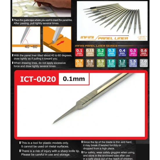 Infini Model ICT0020 Infini Panel Liner Series Chisel #0.1mm - Hobby Tools & Supplies