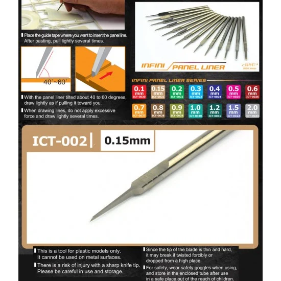 Infini Model ICT0021 Infini Panel Liner Series Chisel #0.15mm - Hobby Tools & Supplies