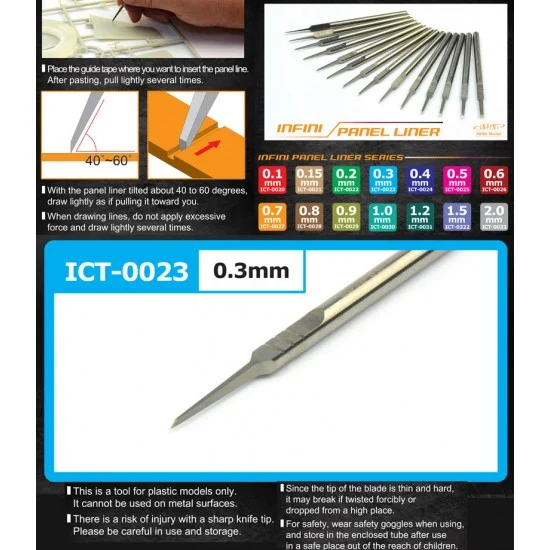 Infini Model ICT0023 Infini Panel Liner Series Chisel #0.3mm - Hobby Tools & Supplies