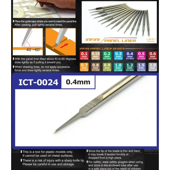 Infini Model ICT0024 Infini Panel Liner Series Chisel #0.4mm - Hobby Tools & Supplies