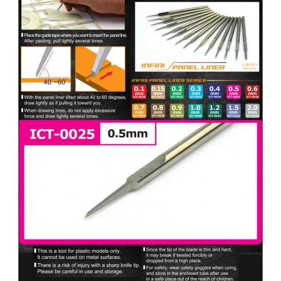 Infini Model ICT0025 Infini Panel Liner Series Chisel #0.5mm - Hobby Tools & Supplies