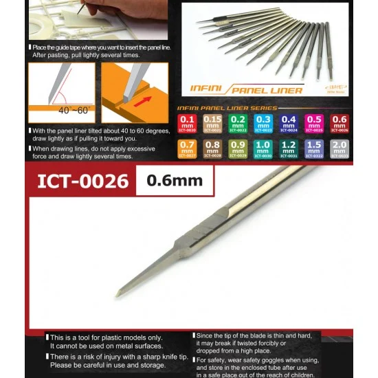 Infini Model ICT0026 Infini Panel Liner Series Chisel #0.6mm - Hobby Tools & Supplies