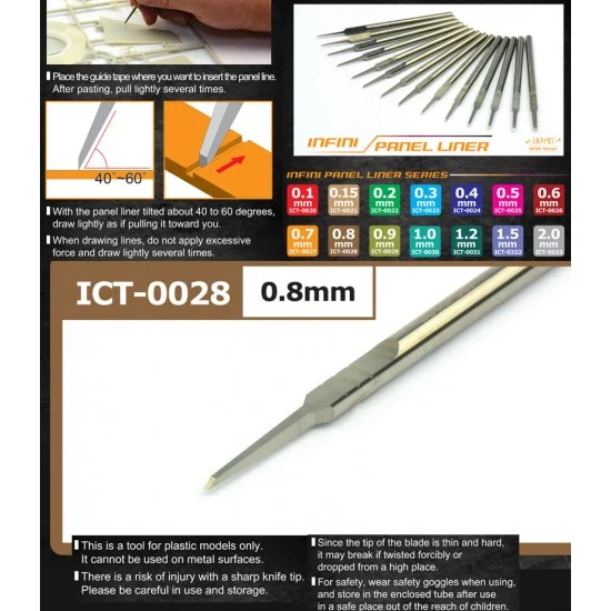 Infini Model ICT0028 Infini Panel Liner Series Chisel #0.8mm - Hobby Tools & Supplies