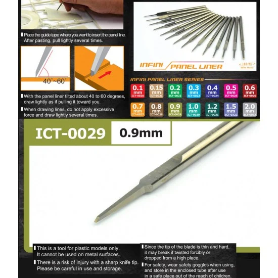 Infini Model ICT0029 Infini Panel Liner Series Chisel #0.9mm - Hobby Tools & Supplies