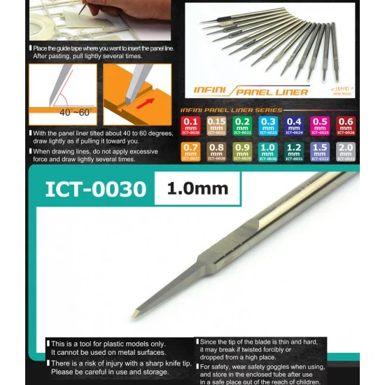 Infini Model ICT0030 Infini Panel Liner Series Chisel #1.0mm - Hobby Tools & Supplies