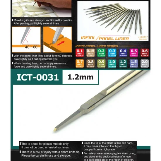 Infini Model ICT0031 Infini Panel Liner Series Chisel #1.2mm - Hobby Tools & Supplies
