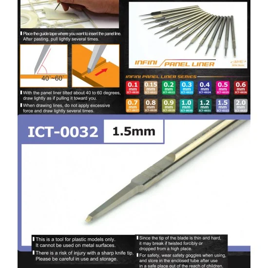 Infini Model ICT0032 Infini Panel Liner Series Chisel #1.5mm - Hobby Tools & Supplies