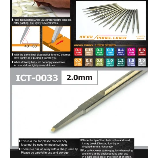 Infini Model ICT0033 Infini Panel Liner Series Chisel #2.0mm - Hobby Tools & Supplies
