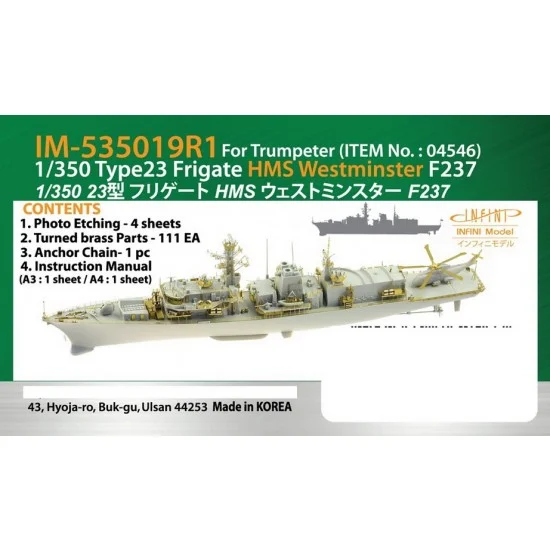 Infini Model IM535019R1 1/350 HMS Westminster F237 Type 23 Frigate Detail-up Set for Trumpeter kit #04546