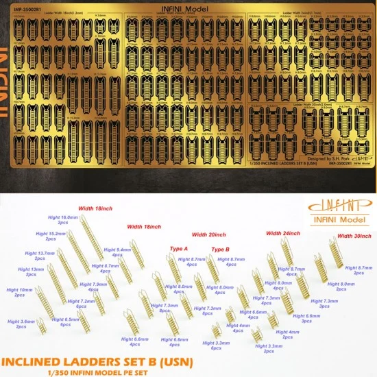 Infini Model IMP35002R1 1/350 WWII USN Inclined Ladders set B - Model Ships & Boats