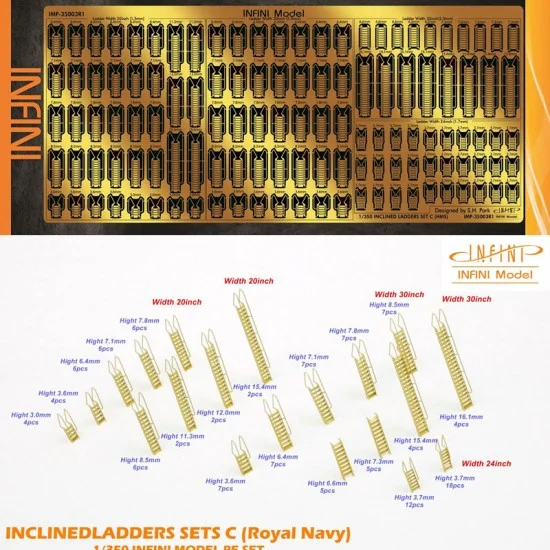 Infini Model IMP35003R1 1/350 WWII Royal Navy Inclined Ladders set C - Model Ships & Boats