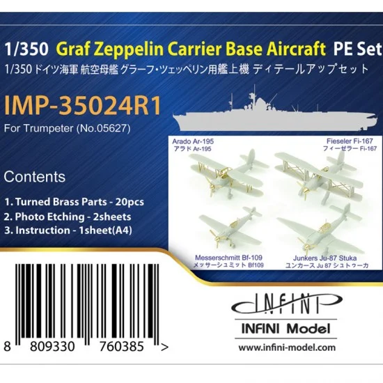 Infini Model IMP35024R1 1/350 DKM GRaf Zeppelin Carrier Base Aircraft PE set for Trumpeter kit #05627 - Model Ships & Boats