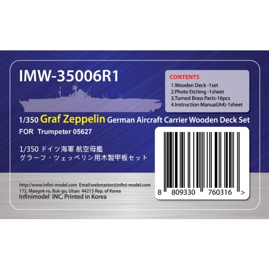 Infini Model IMW35006R1 1/350 DKM Graf Zeppelin Wooden Deck for Trumpeter kit #05627 - Model Ships & Boats