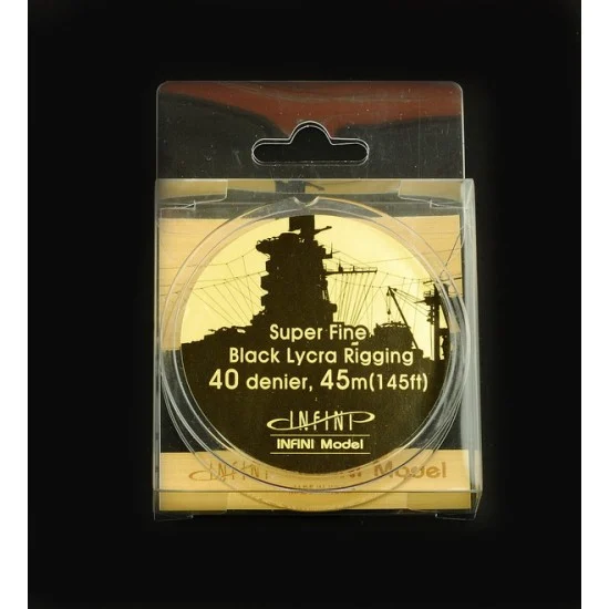 Infini Model IR0401B 1/350 1/700 Black Lycra Ship Rigging 40 Denier #Super Fine (dia. 0.068mm, L: 45m/145ft) - Model Ships & Boats