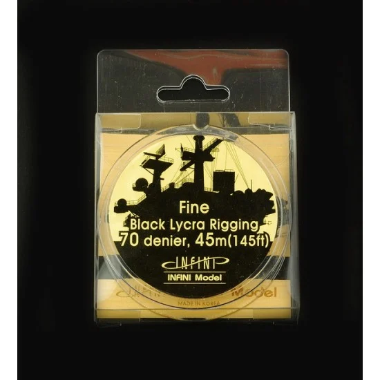 Infini Model IR0701B 1/350 Black Lycra Ship Rigging 70 Denier #Fine (diameter 0.091mm, Length: 45m/145ft) - Model Ships & Boats