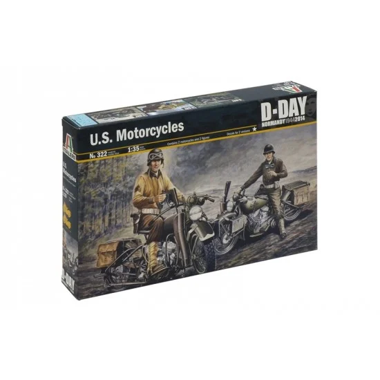 Italeri 322 1/35 WWII US Motorcycles x2, D-Day series (with 2 figures)