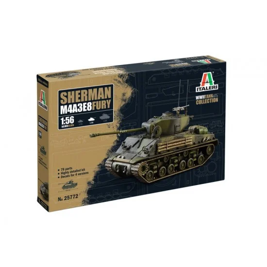 Italeri 25772 1/56 M4A3E8 Sherman 'Fury' - Military Vehicles & Tanks