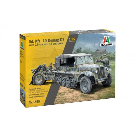 Italeri 6595 1/35 SdKfz. 10 DEMAG D7 w/7.5cm Le.IG 18 & Crew - Military Vehicles & Tanks