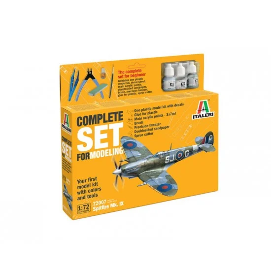 Italeri 72007 1/72 Supermarine Spitfire Mk. IX Complete Set (kit, basic tools and paints) - Model Planes