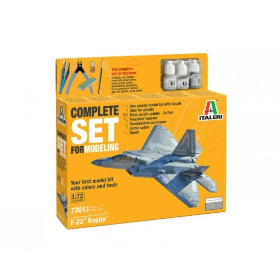 Italeri 72011 1/72 Lockheed Martin F-22 Raptor Complete Set (kit, basic tools and paints)