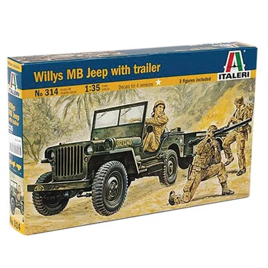 Willys MB Jeep with Trailer 1/35 Kit - Italeri