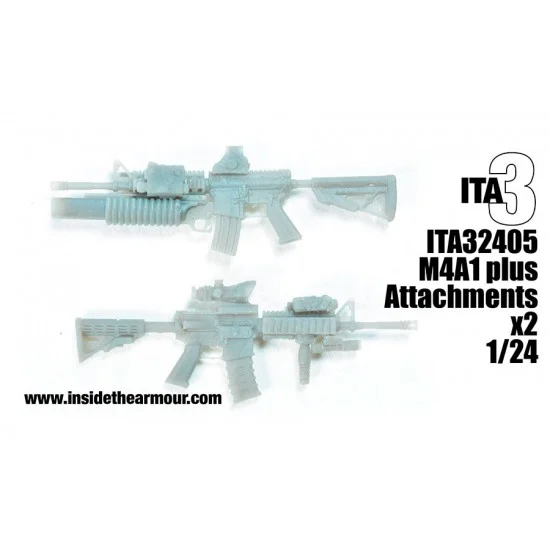 Inside the Armour 324005 1/24 M4A1 Carbines (2pcs) with optional attachments - Military Vehicles & Tanks
