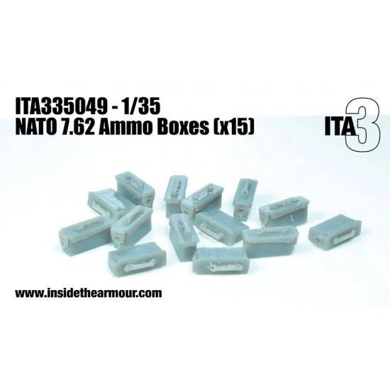 Inside the Armour 335049 1/35 NATO Small Arms 7.62mm Ammunition Boxes (15pcs) - Scenics & Diorama