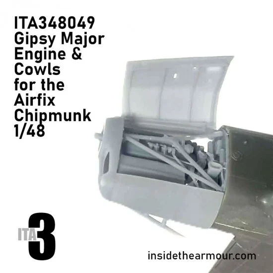 Inside the Armour 348049 1/48 Gipsy Major Engine and Cowls for Airfix T.10 Chipmunk - Model Planes