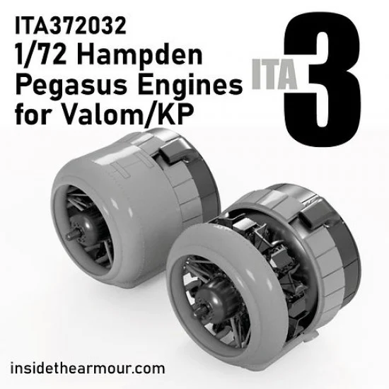 Inside the Armour 372032 1/72 Hampden Pegasus Engines with Separate Cowls for Valom/ Kovozavody Prostejov kits - Model Planes