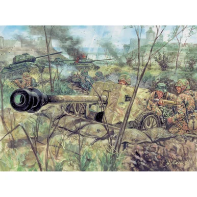 Germ. PAK 40 AT Gun & crew 1/72 Plastic Figures Italeri (6096s)
