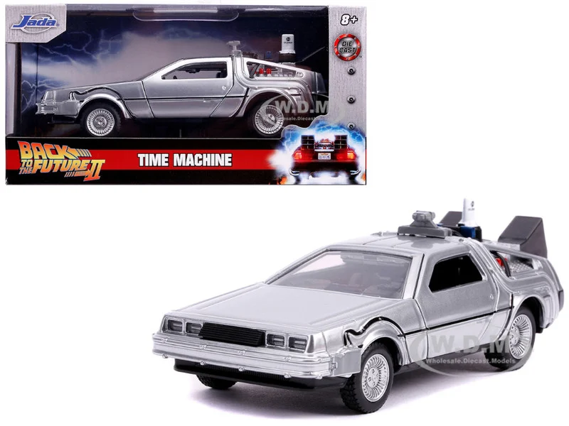 DeLorean DMC (Time Machine) Silver "Back to the Future Part II" (1989) Movie "Hollywood Rides" Series 1/32 Diecast Model Car by Jada - Movie/TV Series Models