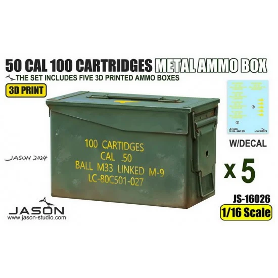 Jason Studio 16026 1/16 50 Cal 100 Cartridges Metal Ammo Box - Military Vehicles & Tanks