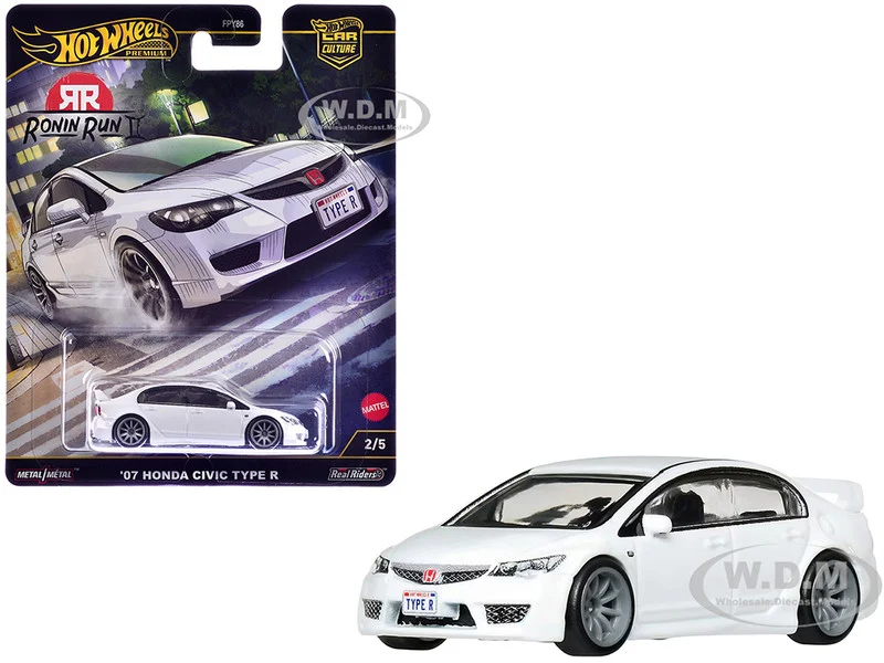 2007 Honda Civic Type R RHD (Right Hand Drive) White "Ronin Run II" Series Diecast Model Car by Hot Wheels - Honda Models